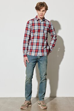 Larston Slim Tapered Normal Bel Esnek Jean Pantolon - Grid Indigo-W18S5929Y (görsel 3)