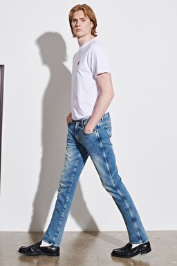 Larston Slim Fit Dar Kesim Düşük Bel Esnek Jean Kot Pantolon - Blue-W18S5936A (görsel 2)
