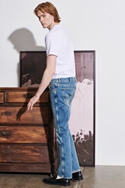 Larston Slim Fit Dar Kesim Düşük Bel Esnek Jean Kot Pantolon - Blue-W18S5936A (görsel 7)