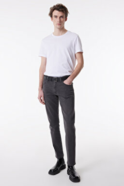Slim Fit Dar Kesim Düşük Bel Koyu Gri Esnek Larston Jean Denim  Kot Pantolon - Alter Ego-W18SBY854 (görsel 2)