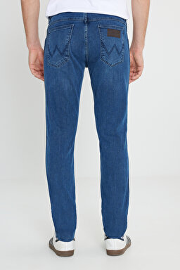 Slim Fit Dar Kesim Düşük Bel Mavi Esnek Larston Jean Denim Kot Pantolon - Mid Blue-W18SMN396 (görsel 5)