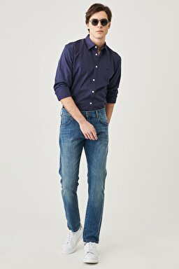 Larston Slim Fit Normal Bel Esnek Jean Pantolon - Green Twist-W18SXP409 (görsel 2)