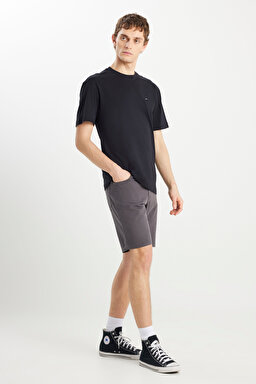 Slim Fit Dar Kesim Normal Bel Antrasit Pamuklu Esnek Şort - Anthracite-W211205003