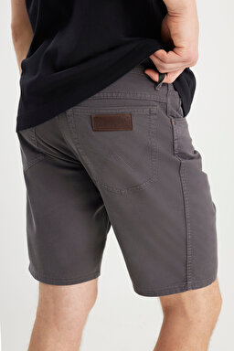 Slim Fit Dar Kesim Normal Bel Antrasit Pamuklu Esnek Şort - Anthracite-W211205003 (görsel 5)