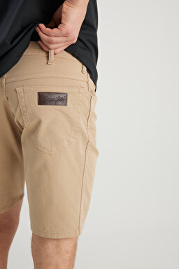 Slim Fit Dar Kesim Pamuklu Esnek Deve Tüyü Rengi 5 Cep Şort - Camel-W211205211 (görsel 5)