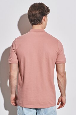 Regular Fit Normal Kesim Polo Yaka %100 Pamuk Tişört - Dusty Rose-W211836532 (görsel 6)