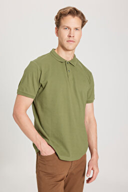 Regular Fit Normal Kesim Polo Yaka %100 Pamuk Tişört - Green-W211837300