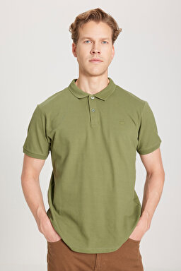 Regular Fit Normal Kesim Polo Yaka %100 Pamuk Tişört - Green-W211837300 (görsel 2)