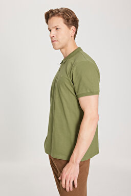 Regular Fit Normal Kesim Polo Yaka %100 Pamuk Tişört - Green-W211837300 (görsel 5)