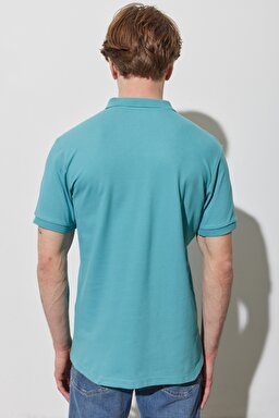 Regular Fit Normal Kesim %100 Pamuk Polo Yaka Turkuaz Tişört - Mint Green-W211837303 (görsel 5)