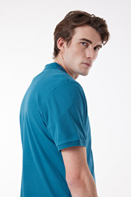 Regular Fit Normal Kesim Polo Yaka %100 Pamuk Tişört - Petrol-W211837405 (görsel 4)