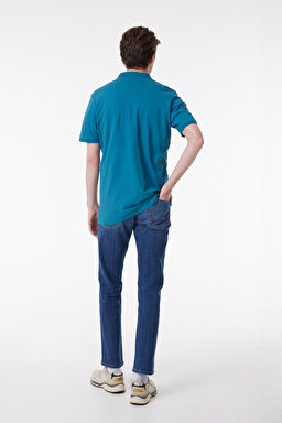 Regular Fit Normal Kesim Polo Yaka %100 Pamuk Tişört - Petrol-W211837405 (görsel 6)