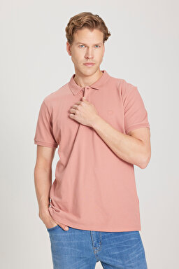Regular Fit Normal Kesim Polo Yaka %100 Pamuk Tişört - Dusty Rose-W211837532 (görsel 2)