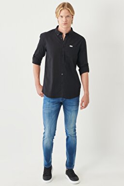Regular Fit Rahat Kesim LS Gömlek - Black-W211841001