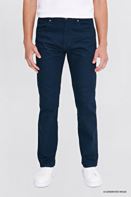Arizona Straight Fit Normal Bel 5 Cep Esnek Pantolon - Navy-W211842410 (görsel 3)