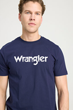 Regular Fit Normal Kesim Sıfır Yaka %100 Pamuk Logolu Tişört - Navy-W211922410 (görsel 4)