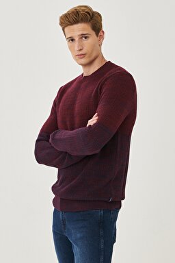 Regular Fit Normal Kesim %100 Pamuk Triko - Wine-W212001810 (görsel 3)