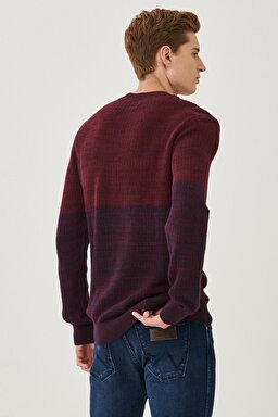 Regular Fit Normal Kesim %100 Pamuk Triko - Wine-W212001810 (görsel 4)