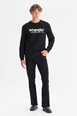 Regular Fit Normal Kesim %100 Pamuk Sıfır Yaka Sweatshirt - Black-W212025001 (görsel 2)