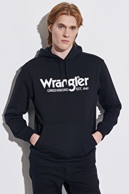 Regular Fit Normal Kesim %100 Pamuk Kapüşonlu Sweatshirt - Black-W212026001