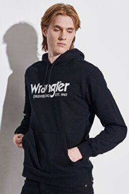 Regular Fit Normal Kesim %100 Pamuk Kapüşonlu Sweatshirt - Black-W212026001 (görsel 2)