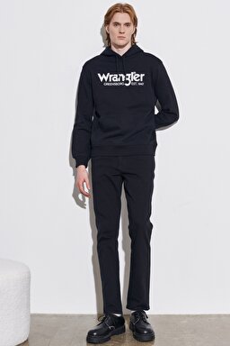 Regular Fit Normal Kesim %100 Pamuk Kapüşonlu Sweatshirt - Black-W212026001 (görsel 4)