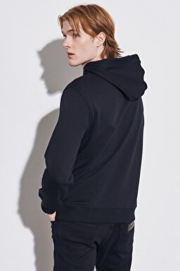 Regular Fit Normal Kesim %100 Pamuk Kapüşonlu Sweatshirt - Black-W212026001 (görsel 5)