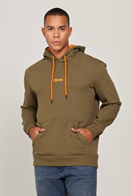 Regular Fit Normal Kesim Kapüşonlu Haki Sweatshirt - Khaki-W212338801