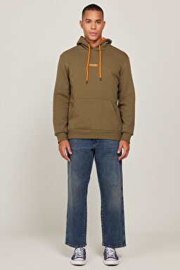 Regular Fit Normal Kesim Kapüşonlu Haki Sweatshirt - Khaki-W212338801 (görsel 5)
