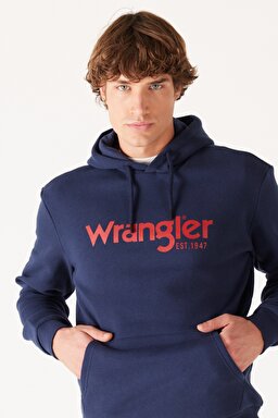 Regular Fit Normal Kesim Kapüşonlu Sweatshirt - Navy-W212339410 (görsel 4)