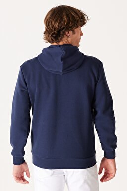 Regular Fit Normal Kesim Kapüşonlu Sweatshirt - Navy-W212339410 (görsel 6)