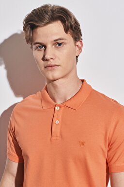Regular Fit Rahat Kesim Polo Yaka Kısa Kollu Tişört - Orange-W221015700 (görsel 4)