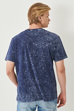 Regular Fit Normal Kesim %100 Pamuk Bisiklet Yaka Tişört - Navy-W221048410 (görsel 5)