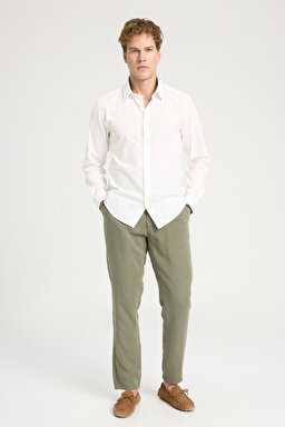 Regular Fit Rahat Kesim LS Gömlek - Off White-W221085102 (görsel 3)