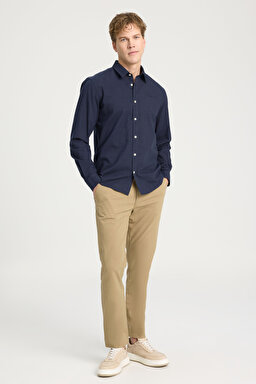 Regular Fit Normal Kesim Uzun Kollu Gömlek - Navy-W221085410 (görsel 3)