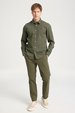 Regular Fit Normal Kesim Uzun Kollu Gömlek - Khaki-W221085801 (görsel 3)