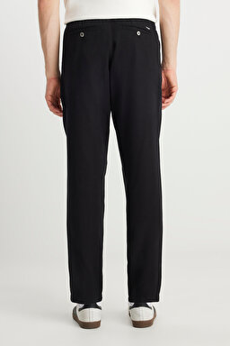 Regular Fit Normal Kesim Yumuşak Dokulu Siyah Pantolon - Black-W221266001 (görsel 4)