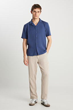 Regular Fit Normal Kesim Normal Bel Düz Paça Taş Rengi Chino Pantolon - Stone-W221266013