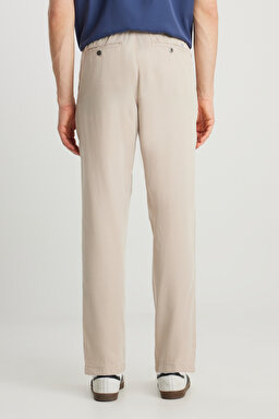 Regular Fit Normal Kesim Normal Bel Düz Paça Taş Rengi Chino Pantolon - Stone-W221266013 (görsel 4)