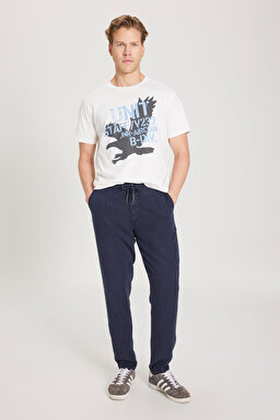Regular Fit Normal Kesim Bağcık Detaylı Lacivert Chino Pantolon - Navy-W221266410 (görsel 2)
