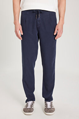 Regular Fit Normal Kesim Bağcık Detaylı Lacivert Chino Pantolon - Navy-W221266410 (görsel 5)