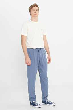 Regular Fit Normal Kesim Normal Bel Mavi Chino Pantolon - İndigo-W221266TF