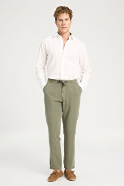 Regular Fit Normal Kesim Normal Bel Yeşil Chino Pantolon - Dusty Olive-W221266X45 (görsel 2)