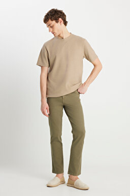 Slim Fit Dar Kesim Chino Pantolon - Khaki-W221306801 (görsel 2)