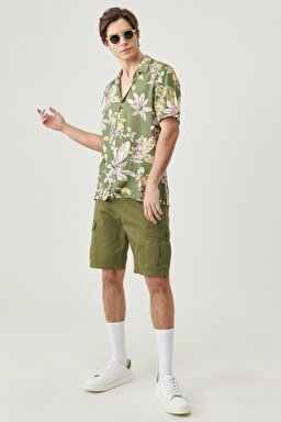 Regular Fit Rahat Kesim Esnek Cepli Şort - Olive-W221307308 (görsel 2)