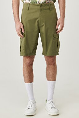 Regular Fit Rahat Kesim Esnek Cepli Şort - Olive-W221307308 (görsel 4)