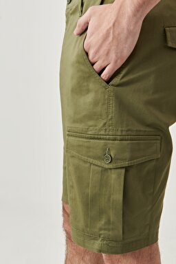 Regular Fit Rahat Kesim Esnek Cepli Şort - Olive-W221307308 (görsel 6)
