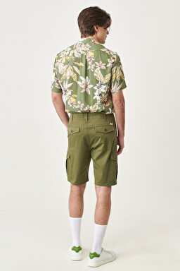Regular Fit Rahat Kesim Esnek Cepli Şort - Olive-W221307308 (görsel 8)