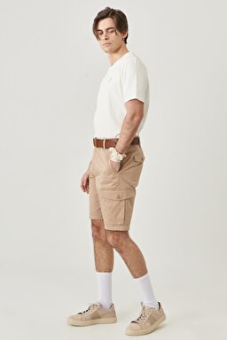 Regular Fit Rahat Kesim 5 Cep Esnek Jean Şort - Beige-W221307614 (görsel 3)