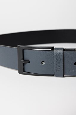 %100 Deri Siyah Gri Kemer - Black&Gray-W221447956 (görsel 2)